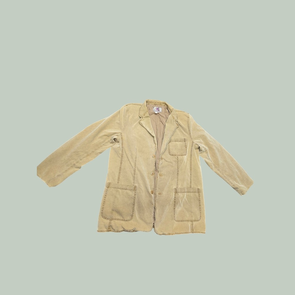 The Territory Ahead Mens XL Silk Cotton Blend 3-Button Blazer Jacket Tan RN88748
